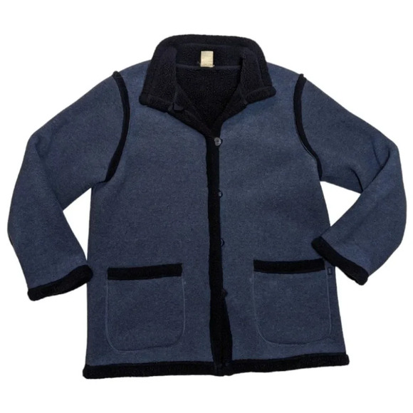 Vintage Northern Reflections Fleece Blue Navy Jacket Sweater Woman Large Grandma - Picture 1 of 8